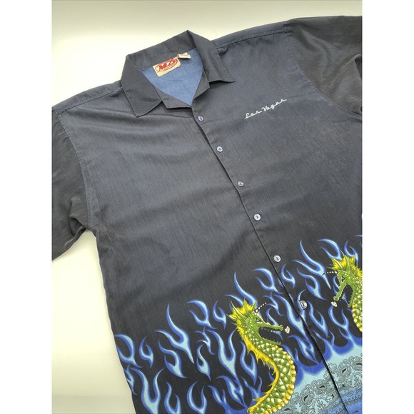 Malibu Dreams Graphic 90s Button Up Dragon Shirt | Small‎ | Retro Y2K Seahorse - Picture 1 of 6